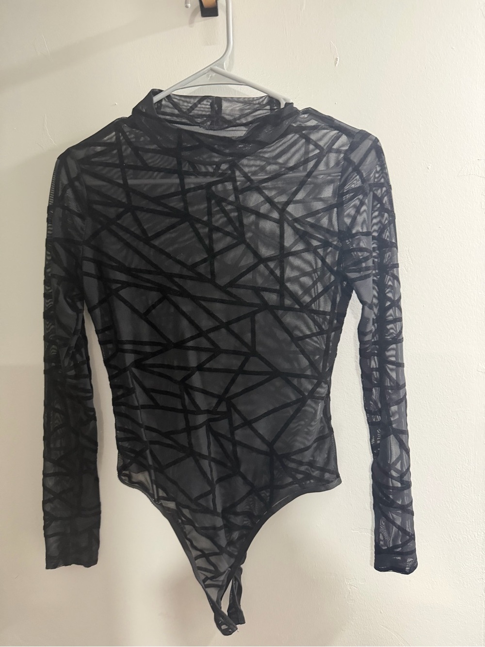 NWOT Women’s Black Long-Sleeve Mesh Bodysuit